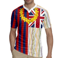 Hawaiian Tropical Plants Lei Rugby Jersey National Flag Style - Polynesian Pride