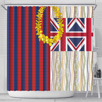 Hawaiian Tropical Plants Lei Shower Curtain National Flag Style - Polynesian Pride