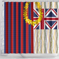 Hawaiian Tropical Plants Lei Shower Curtain National Flag Style - Polynesian Pride