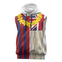 Hawaiian Tropical Plants Lei Sleeveless Hoodie National Flag Style - Polynesian Pride