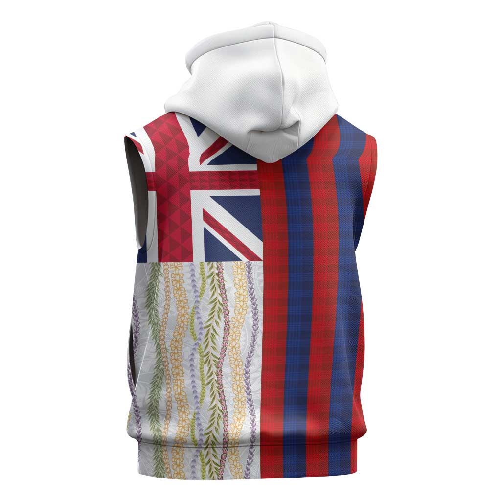 Hawaiian Tropical Plants Lei Sleeveless Hoodie National Flag Style - Polynesian Pride