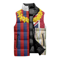 Hawaiian Tropical Plants Lei Sleeveless Puffer Jacket National Flag Style - Polynesian Pride