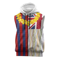 Hawaiian Tropical Plants Lei Sleeveless Zip Hoodie National Flag Style - Polynesian Pride