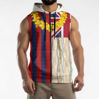 Hawaiian Tropical Plants Lei Sleeveless Zip Hoodie National Flag Style - Polynesian Pride