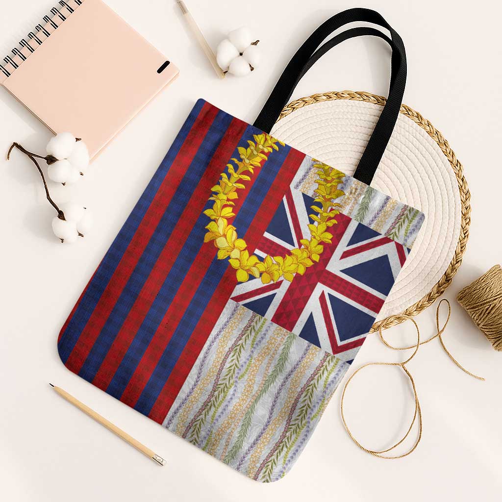 Hawaiian Tropical Plants Lei Tote Bag National Flag Style LT03 Black Strap One Size Multicolor - Polynesian Pride