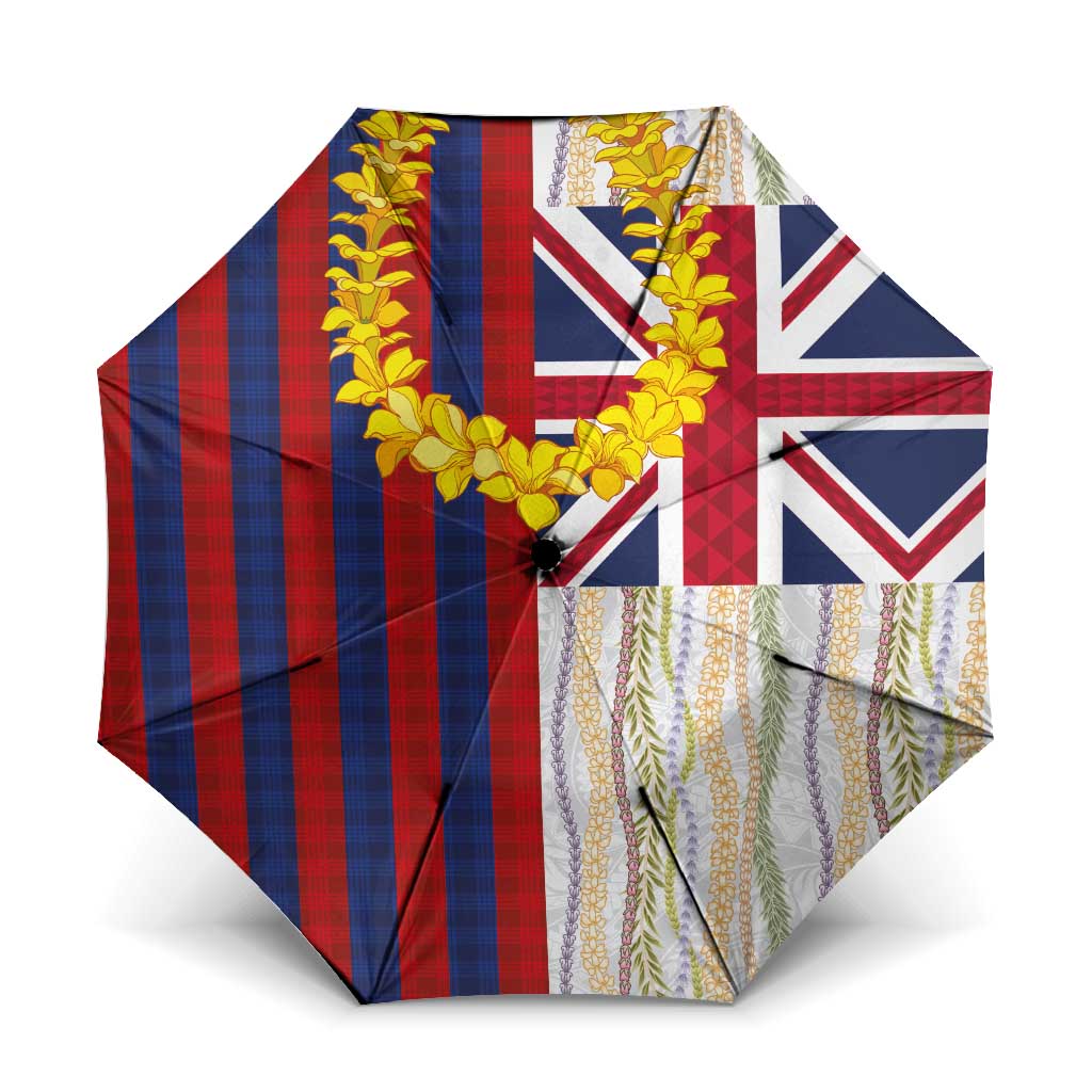 Hawaiian Tropical Plants Lei Umbrella National Flag Style - Polynesian Pride