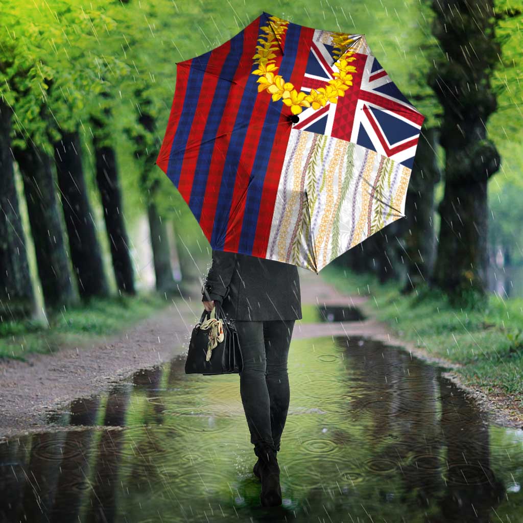 Hawaiian Tropical Plants Lei Umbrella National Flag Style - Polynesian Pride