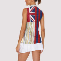 Hawaiian Tropical Plants Lei Women Sleeveless Polo Shirt National Flag Style - Polynesian Pride