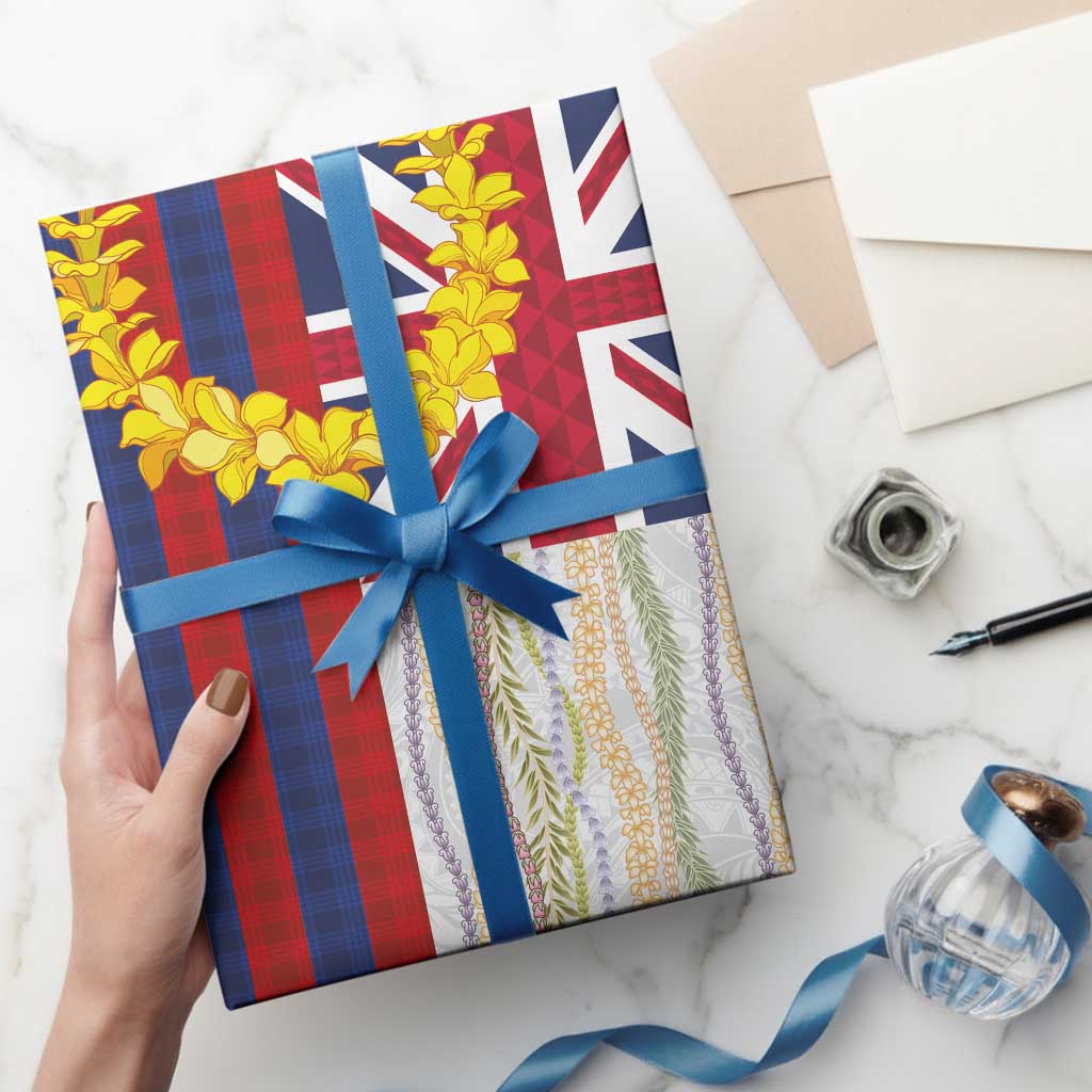 Hawaiian Tropical Plants Lei Wrapping Paper National Flag Style - Polynesian Pride