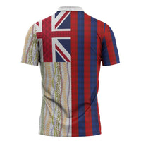 Hawaiian Tropical Plants Lei Zipper Polo Shirt National Flag Style - Polynesian Pride