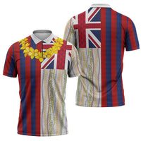 Hawaiian Tropical Plants Lei Zipper Polo Shirt National Flag Style - Polynesian Pride