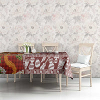 Hawaiian Plumeria Lei Tablecloth Kakau Motifs and Palaka Half Style Red Color - Polynesian Pride