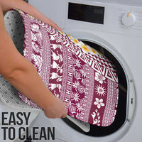 Hawaiian Plumeria Lei Bathroom Set Kakau Motifs and Palaka Half Style Pink Color - Polynesian Pride