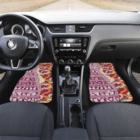 Hawaiian Plumeria Lei Car Mats Kakau Motifs and Palaka Half Style Pink Color - Polynesian Pride