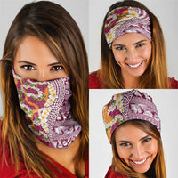 Hawaiian Plumeria Lei Neck Gaiter Kakau Motifs and Palaka Half Style Pink Color - Polynesian Pride