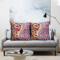 Hawaiian Plumeria Lei Pillow Cover Kakau Motifs and Palaka Half Style Pink Color - Polynesian Pride