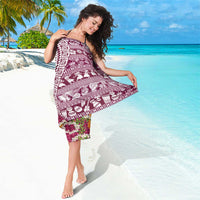 Hawaiian Plumeria Lei Sarong Kakau Motifs and Palaka Half Style Pink Color LT03 - Polynesian Pride