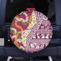 Hawaiian Plumeria Lei Spare Tire Cover Kakau Motifs and Palaka Half Style Pink Color - Polynesian Pride