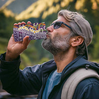 Hawaiian Plumeria Lei 4 in 1 Can Cooler Tumbler Kakau Motifs and Palaka Half Style Purple Color - Polynesian Pride