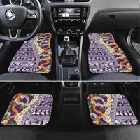 Hawaiian Plumeria Lei Car Mats Kakau Motifs and Palaka Half Style Purple Color - Polynesian Pride