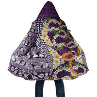 Hawaiian Plumeria Lei Cloak Kakau Motifs and Palaka Half Style Purple Color - Polynesian Pride