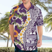 Hawaiian Plumeria Lei Hawaiian Shirt Kakau Motifs and Palaka Half Style Purple Color - Polynesian Pride