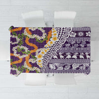 Hawaiian Plumeria Lei Tablecloth Kakau Motifs and Palaka Half Style Purple Color - Polynesian Pride