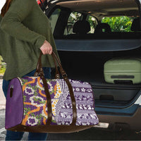 Hawaiian Plumeria Lei Travel Bag Kakau Motifs and Palaka Half Style Purple Color - Polynesian Pride