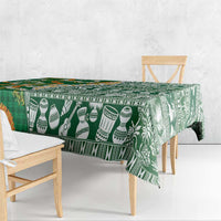 Hawaiian Plumeria Lei Tablecloth Kakau Motifs and Palaka Half Style Green Color - Polynesian Pride