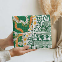 Hawaiian Plumeria Lei Wrapping Paper Kakau Motifs and Palaka Half Style Green Color - Polynesian Pride