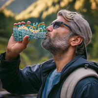 Hawaiian Plumeria Lei 4 in 1 Can Cooler Tumbler Kakau Motifs and Palaka Half Style Turquoise Color - Polynesian Pride