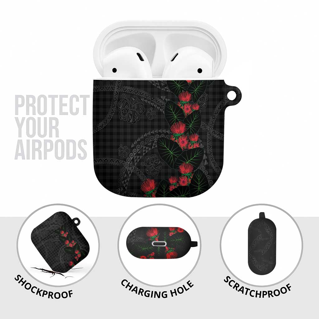 Hawaiian Kakau Art AirPods Case Taro Leaves with Ohia Lehua and Pakala Pattern - Polynesian Pride