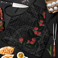 Hawaiian Kakau Art Apron Taro Leaves with Ohia Lehua and Pakala Pattern LT03 Black - Polynesian Pride