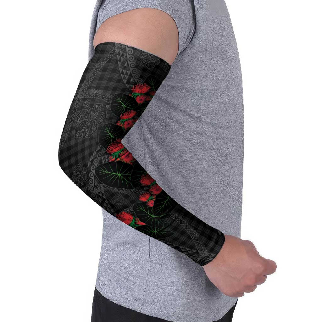Hawaiian Kakau Art Arm Sleeves Taro Leaves with Ohia Lehua and Pakala Pattern LT03 - Polynesian Pride