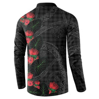 Hawaiian Kakau Art Button Sweatshirt Taro Leaves with Ohia Lehua and Pakala Pattern - Polynesian Pride