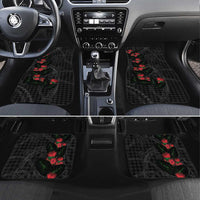Hawaiian Kakau Art Car Mats Taro Leaves with Ohia Lehua and Pakala Pattern LT03 Set 4pcs Black - Polynesian Pride