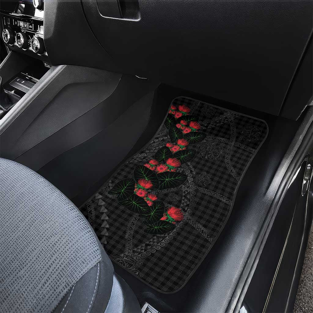 Hawaiian Kakau Art Car Mats Taro Leaves with Ohia Lehua and Pakala Pattern LT03 - Polynesian Pride