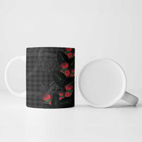 Hawaiian Kakau Art Ceramic Mug Taro Leaves with Ohia Lehua and Pakala Pattern - Polynesian Pride