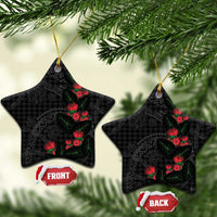 Hawaiian Kakau Art Ceramic Ornament Taro Leaves with Ohia Lehua and Pakala Pattern - Polynesian Pride