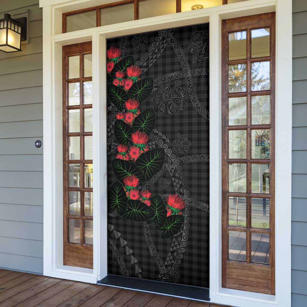 Hawaiian Kakau Art Door Cover Taro Leaves with Ohia Lehua and Pakala Pattern - Polynesian Pride