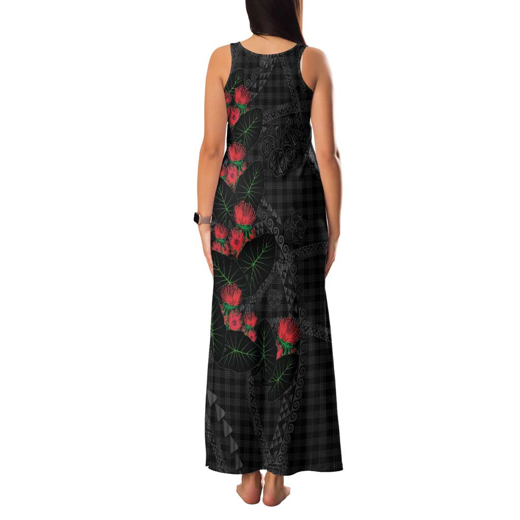 Hawaiian Kakau Art Family Matching Tank Maxi Dress and Hawaiian Shirt Taro Leaves with Ohia Lehua and Pakala Pattern - Polynesian Pride
