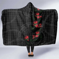 Hawaiian Kakau Art Hooded Blanket Taro Leaves with Ohia Lehua and Pakala Pattern - Polynesian Pride