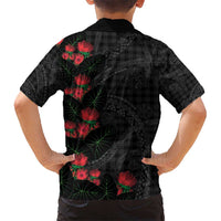 Hawaiian Kakau Art Kid Hawaiian Shirt Taro Leaves with Ohia Lehua and Pakala Pattern - Polynesian Pride