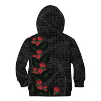 Hawaiian Kakau Art Kid Hoodie Taro Leaves with Ohia Lehua and Pakala Pattern - Polynesian Pride