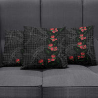 Hawaiian Kakau Art Pillow Cover Taro Leaves with Ohia Lehua and Pakala Pattern - Polynesian Pride