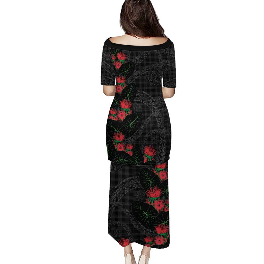 Hawaiian Kakau Art Puletasi Taro Leaves with Ohia Lehua and Pakala Pattern - Polynesian Pride