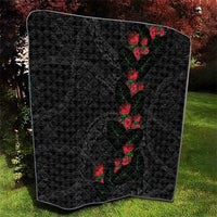 Hawaiian Kakau Art Quilt Taro Leaves with Ohia Lehua and Pakala Pattern - Polynesian Pride