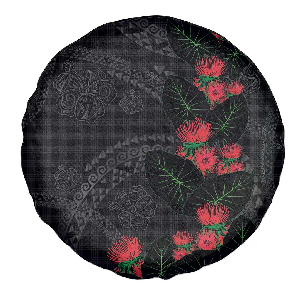 Hawaiian Kakau Art Spare Tire Cover Taro Leaves with Ohia Lehua and Pakala Pattern - Polynesian Pride