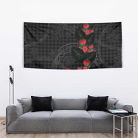 Hawaiian Kakau Art Tapestry Taro Leaves with Ohia Lehua and Pakala Pattern - Polynesian Pride