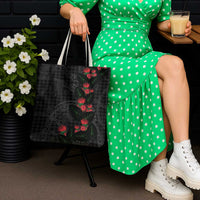 Hawaiian Kakau Art Tote Bag Taro Leaves with Ohia Lehua and Pakala Pattern - Polynesian Pride